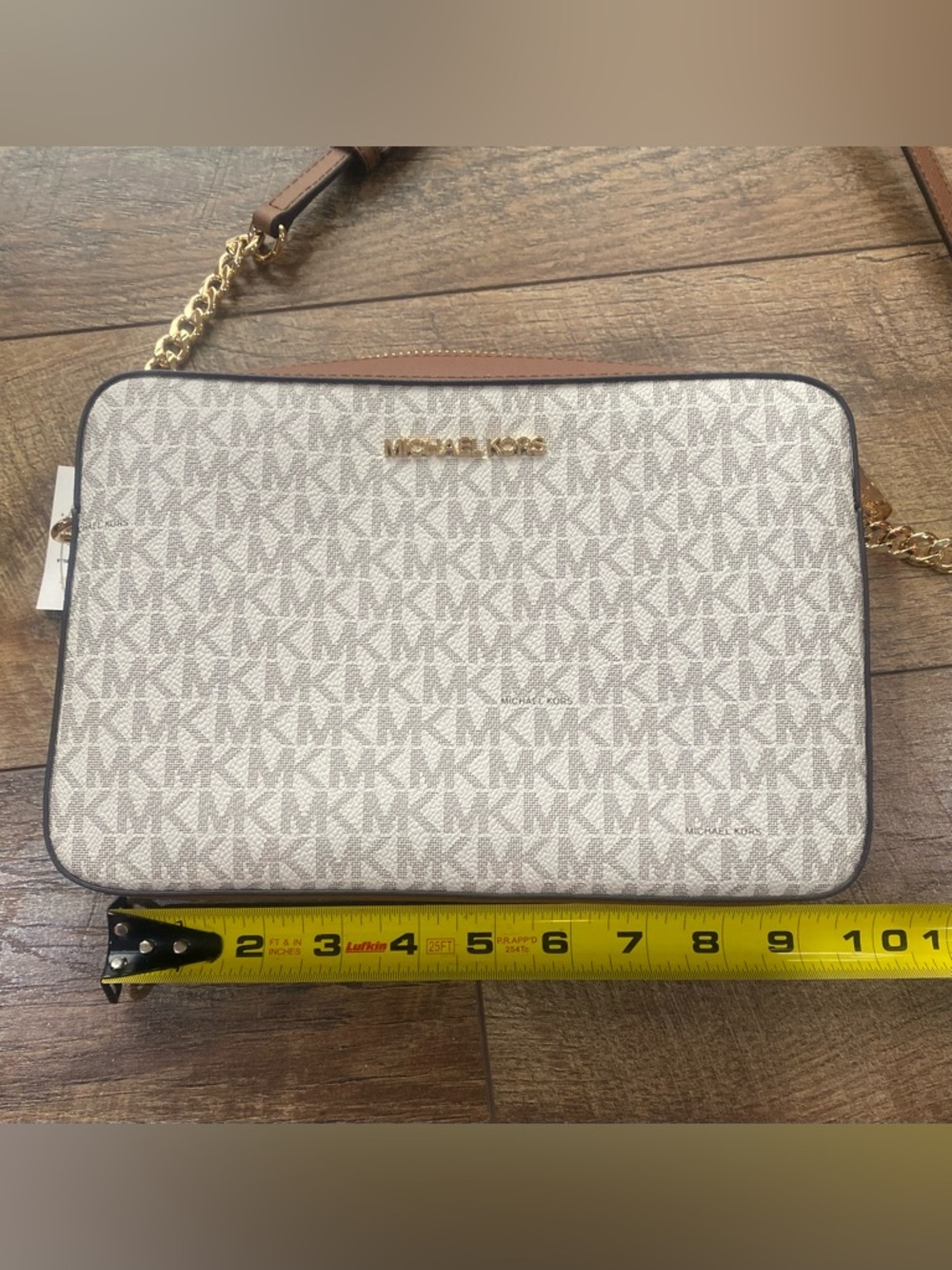 NWT Michael Kors Jet Set Travel Logo Crossbody Bag in Brown/Signature - Picture 6 of 6